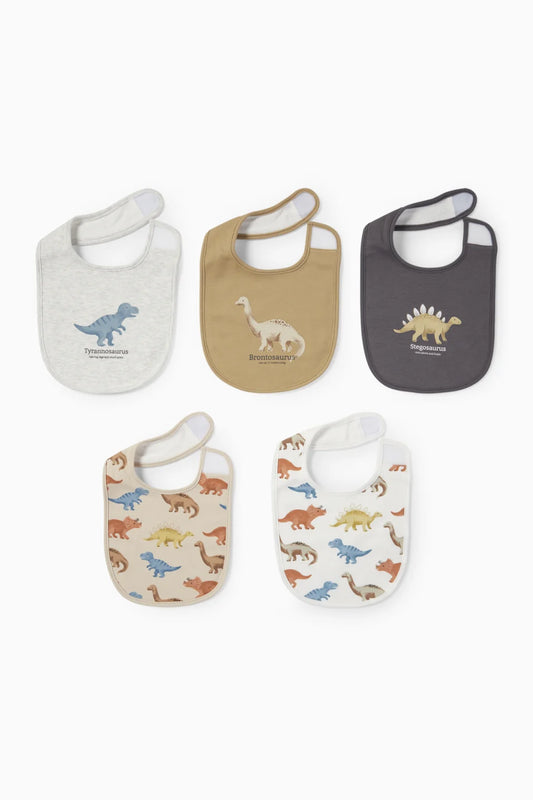 Pack of 5 Dino bibs