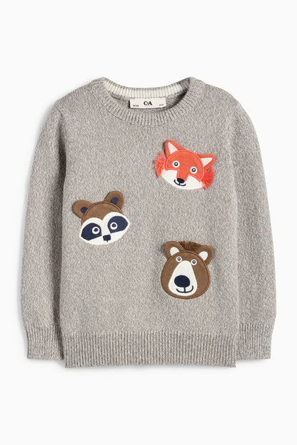 Raccoon, Fox and Bear - Knit Pullover