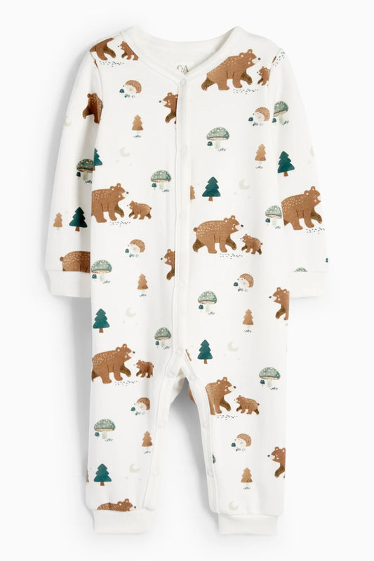 Forest Animals - lined sleepsuit
