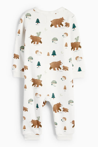 Forest Animals - lined sleepsuit