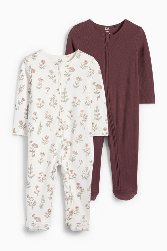 Flory - Pack of 2 cotton sleepsuits