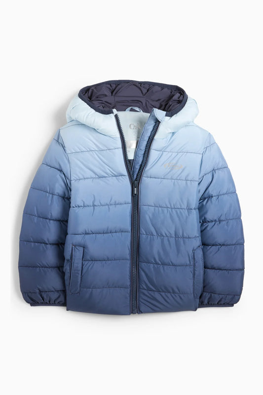 Quilted jacket with hood - water-repellent - patterned
