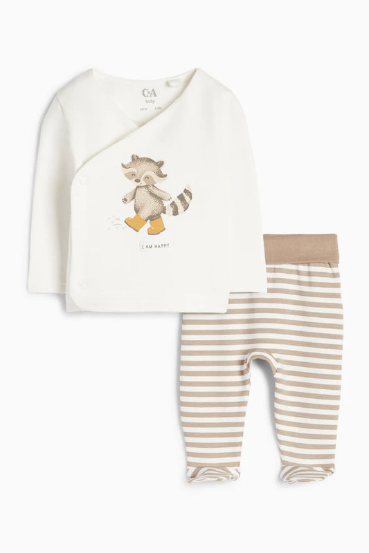 Raccoon - lined baby pyjamas