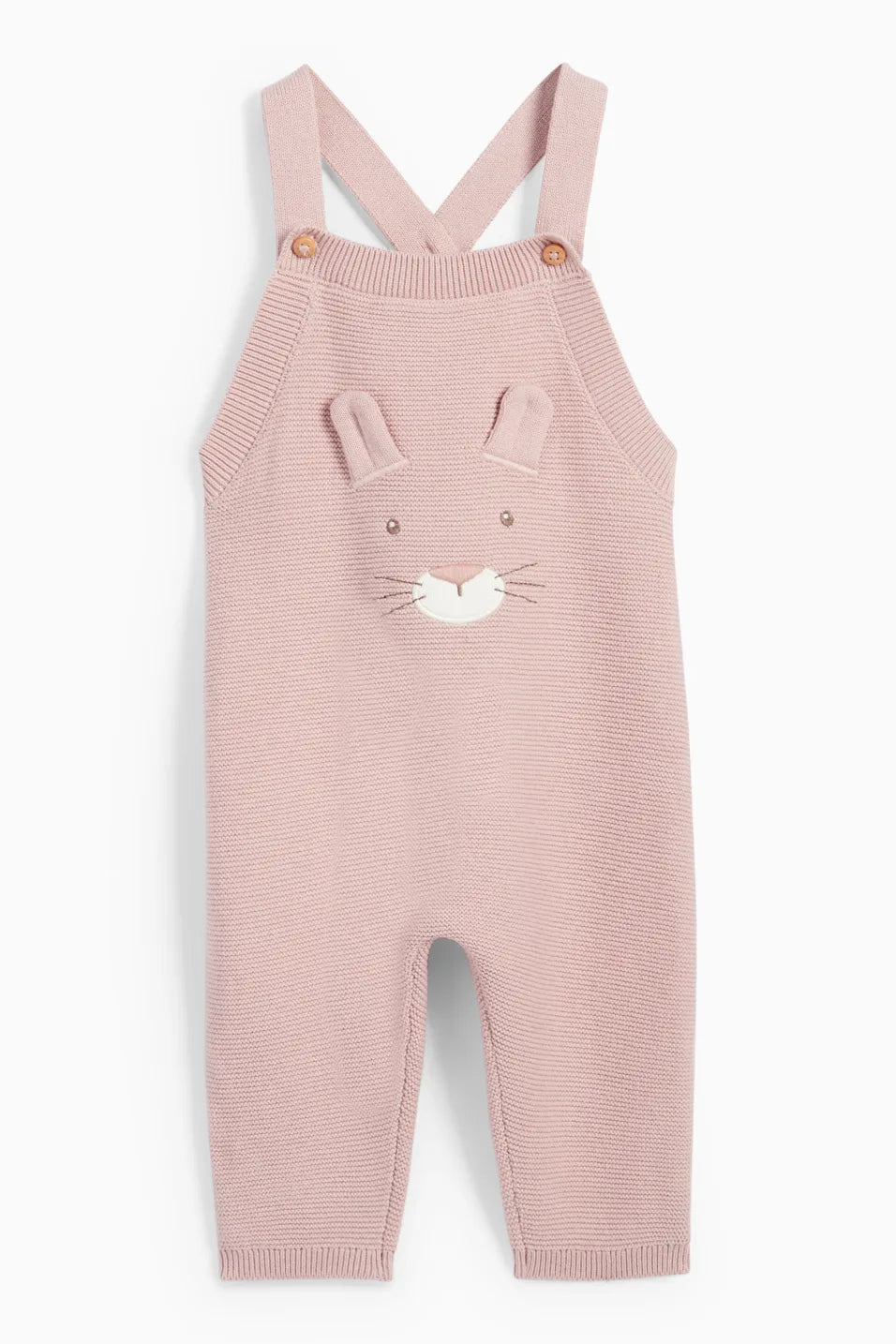 Flowers and Bunnies - 2 pieces knitted dungarees set