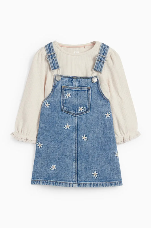 Floral - Denim dress set