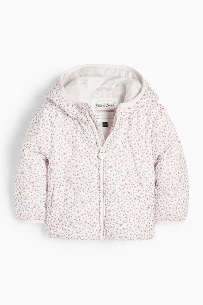 Floral - Baby quilted jacket with hood - water repellent