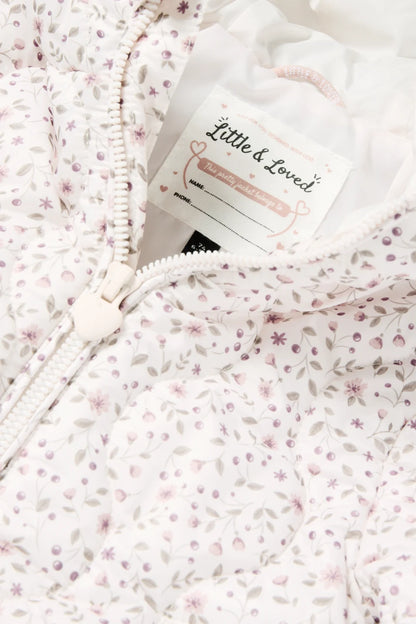 Floral - Baby quilted jacket with hood - water repellent