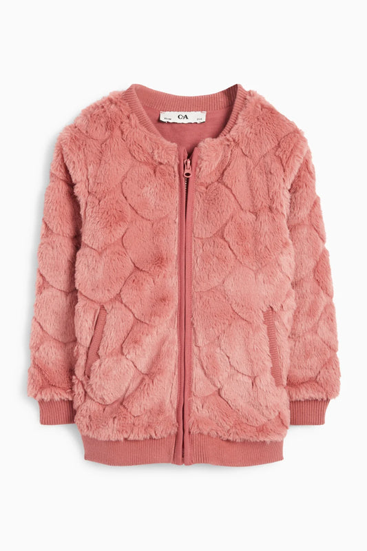 Heart - Faux Fur sweater - Coral
