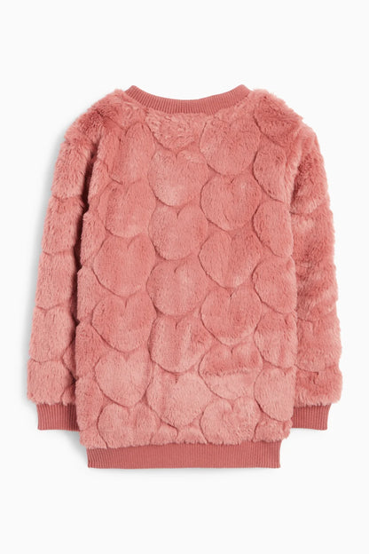Heart - Faux Fur sweater - Coral