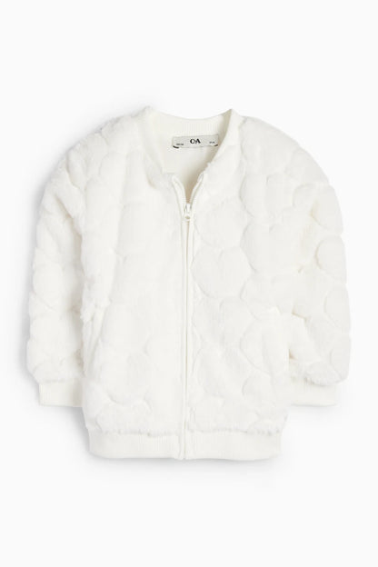 Heart - Faux Fur sweater - White