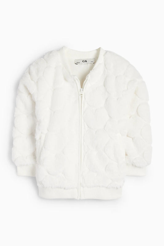 Heart - Faux Fur sweater - White