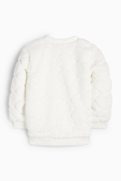 Heart - Faux Fur sweater - White