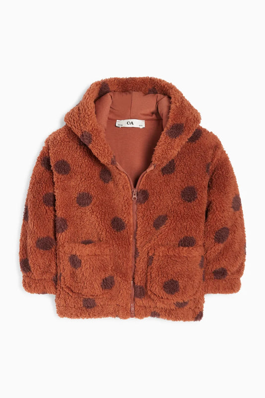 Hooded Teddy Jacket - Dotted