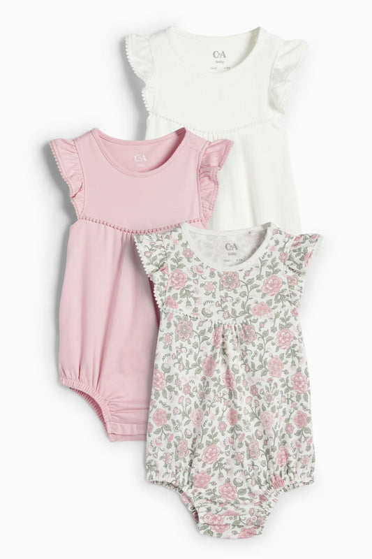 Pack of 3 baby girl rompers