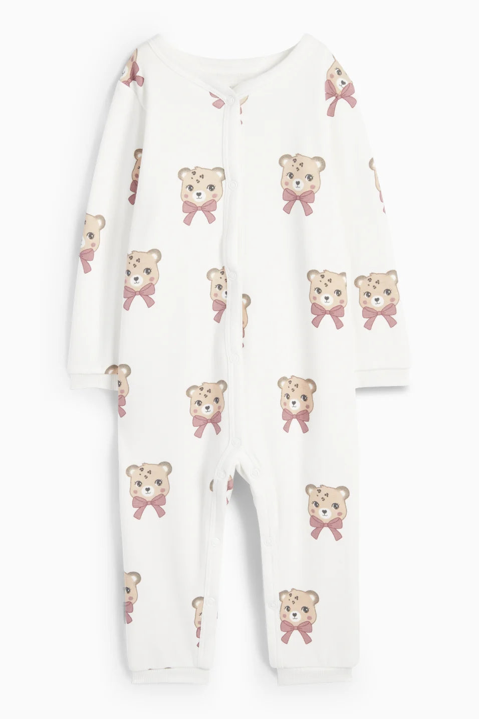 Leopard- lined sleepsuit