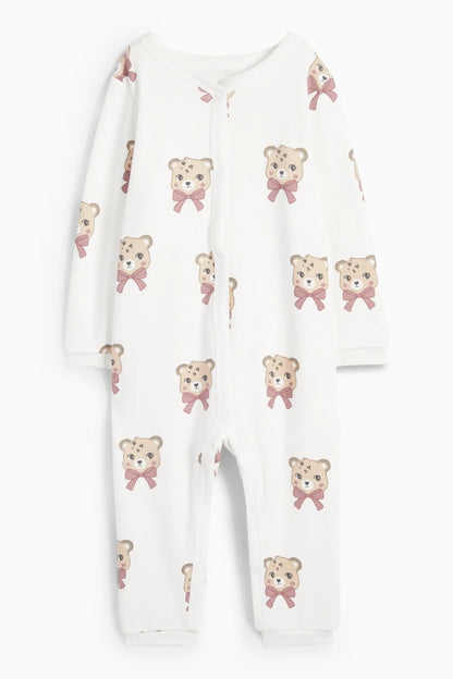 Leopard- lined sleepsuit