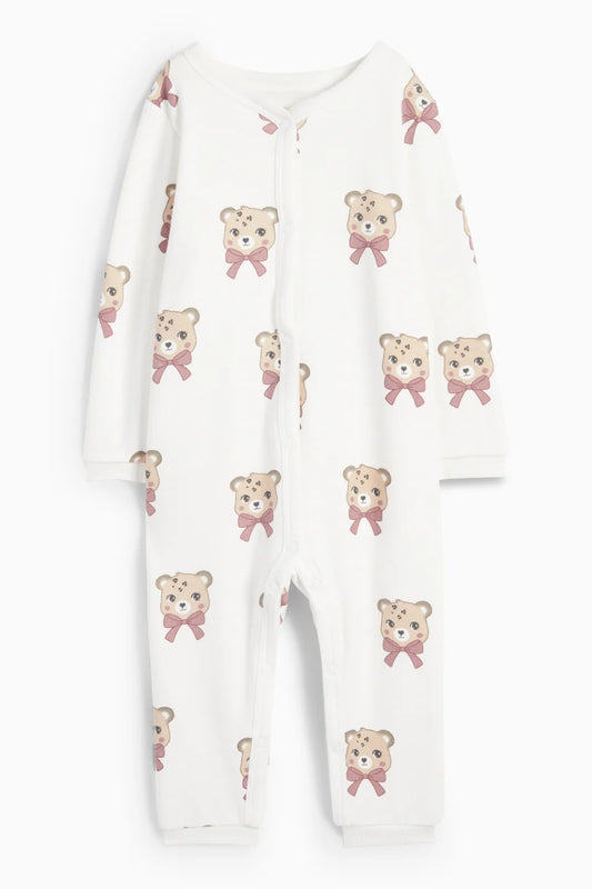 Leopard- lined sleepsuit