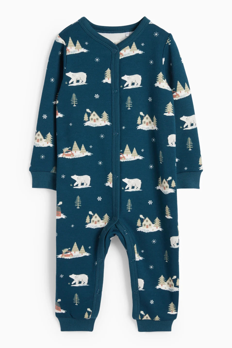 Polar Bear - lined sleepsuit