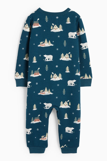 Polar Bear - lined sleepsuit