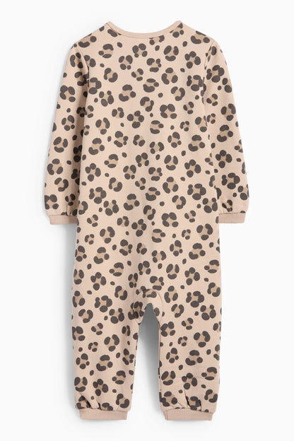 Leopard - lined sleepsuit