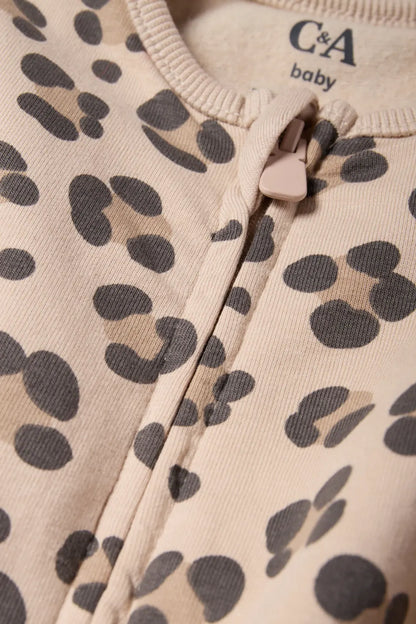 Leopard - lined sleepsuit