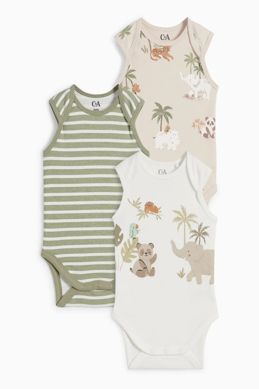 Pack of 3 sleeveless bodysuits