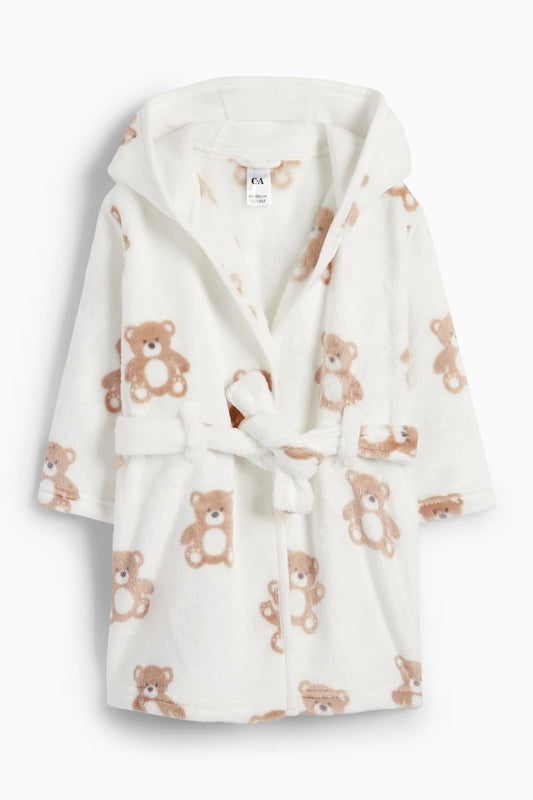 Bear - Baby fleece robe with hood