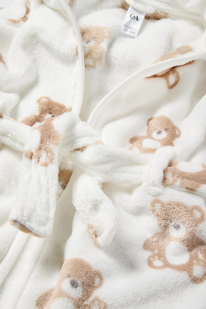 Bear - Baby fleece robe with hood