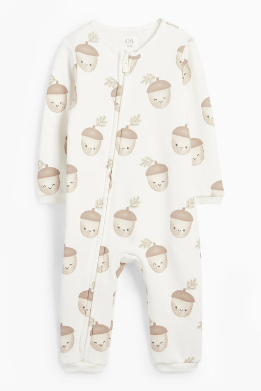 Acorn - lined sleepsuit
