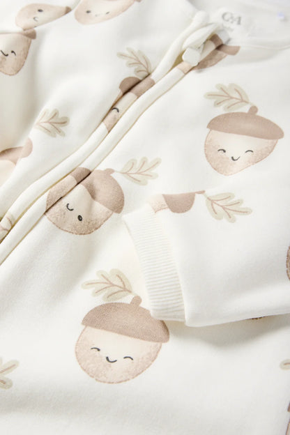 Acorn - lined sleepsuit