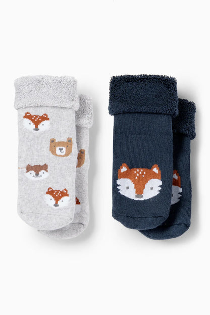 Fox and Bear - Pack of 2 Anti-Slip Socks