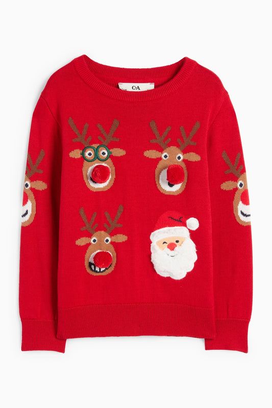 Reindeer and Santa Claus - Christmas Sweater