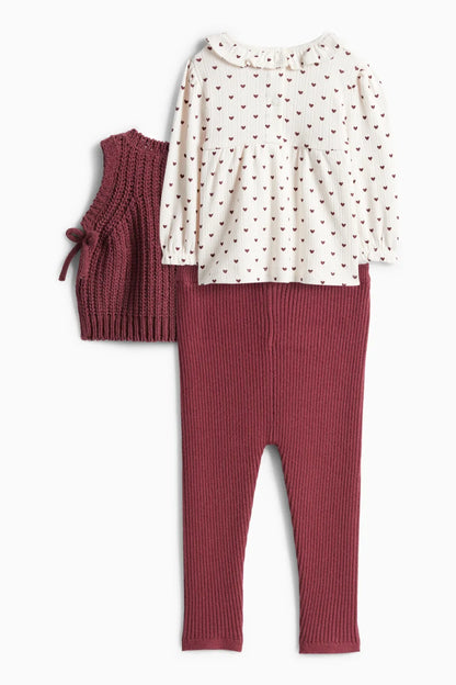 Hearts - 3 pieces baby outfit