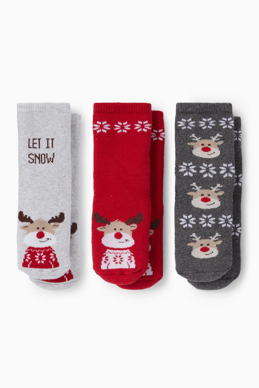 Reindeer - Pack of 3 Christmas Anti-Slip Socks