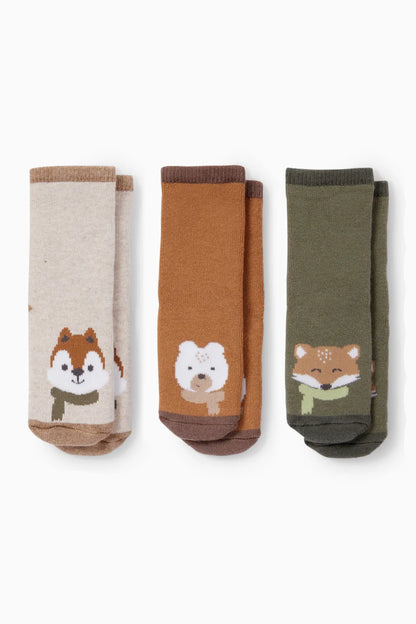 Forest Animals - Pack of 3 Anti-Slip Socks