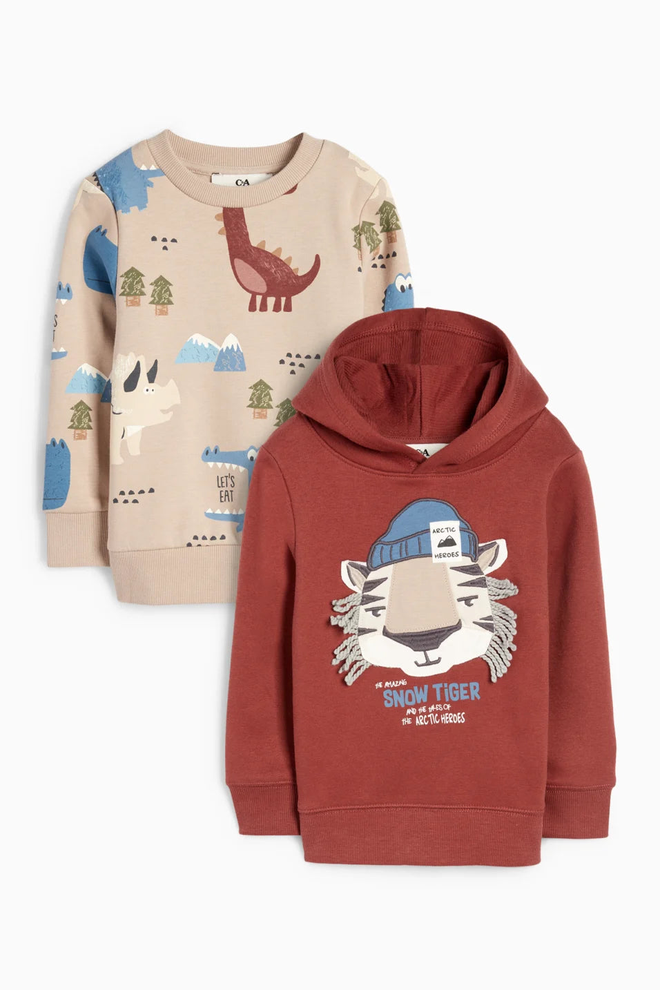 Tiger and Dino - Hoodie and Sweatshirt