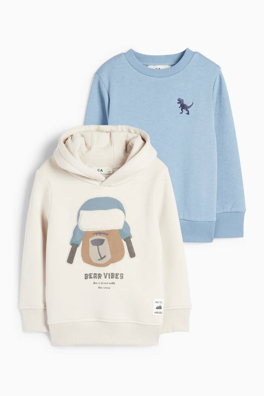 Bear and Dino - Hoodie and Sweatshirt