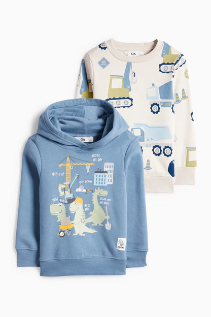 Dino and Construction Site- Hoodie and Sweatshirt