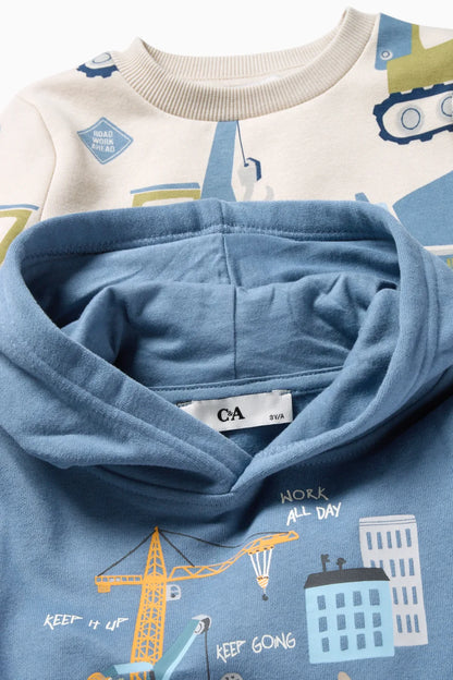 Dino and Construction Site- Hoodie and Sweatshirt