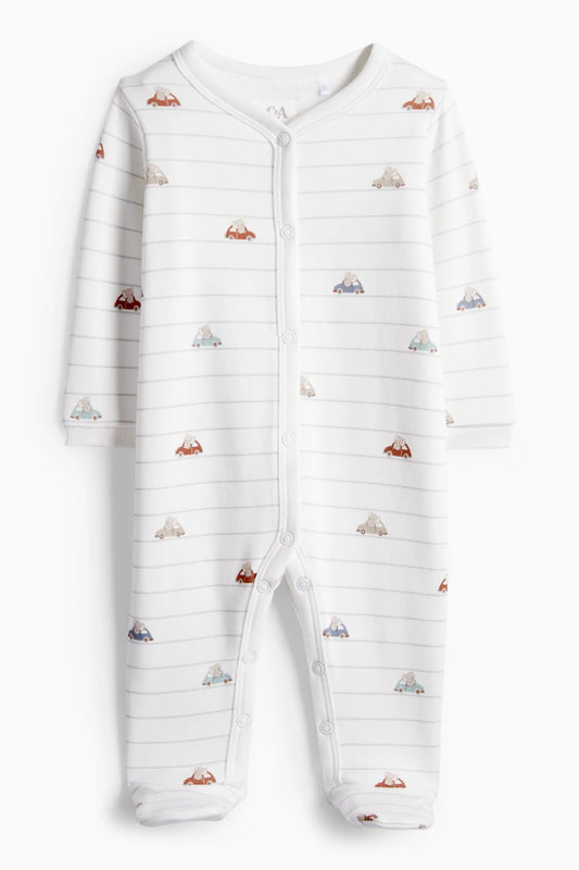 Koala and Car - Lined sleepsuit