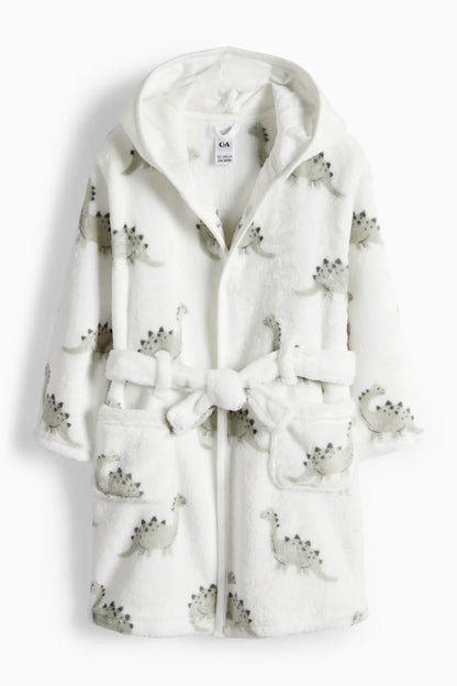 Dino - Baby fleece robe with hood