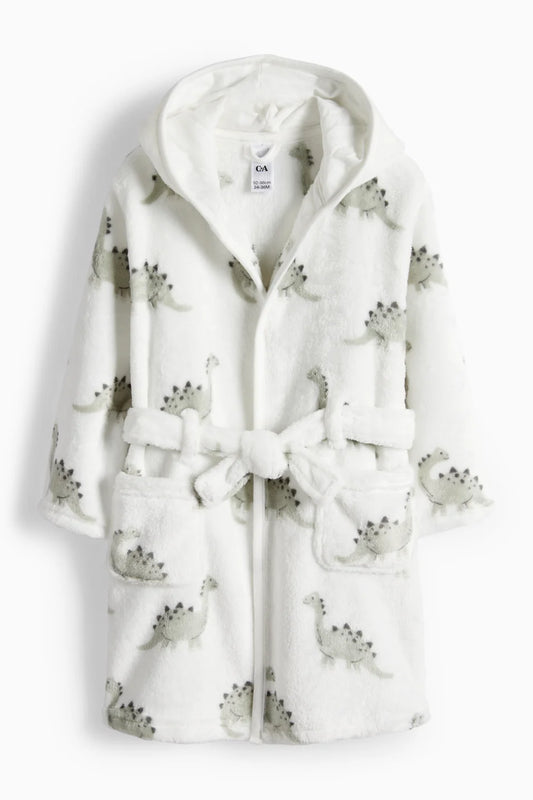 Dino - Baby fleece robe with hood