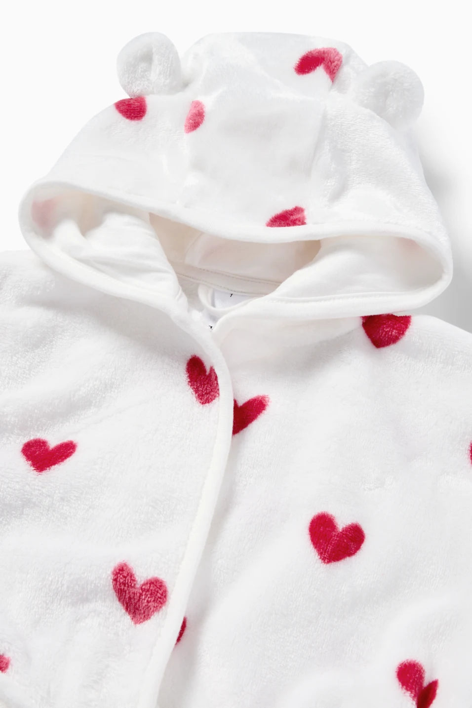 Hearts - Baby fleece robe with hood