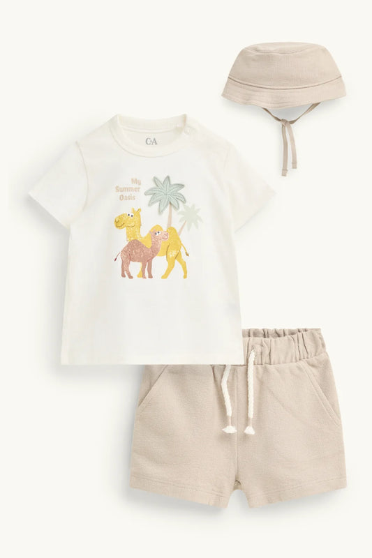 Camel and Palm - 3 Pieces Baby outfit