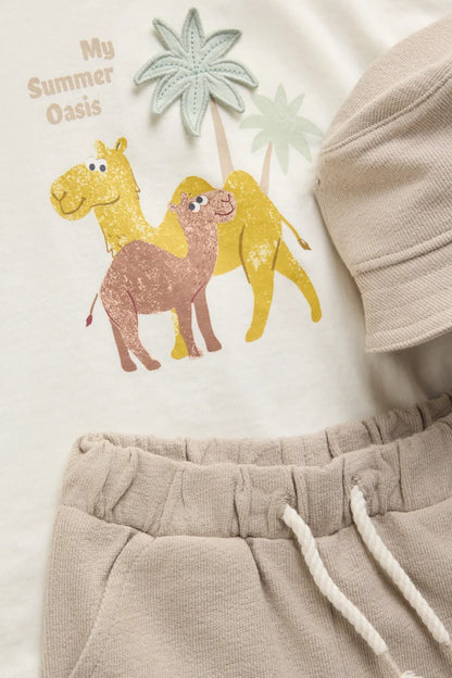 Camel and Palm - 3 Pieces Baby outfit
