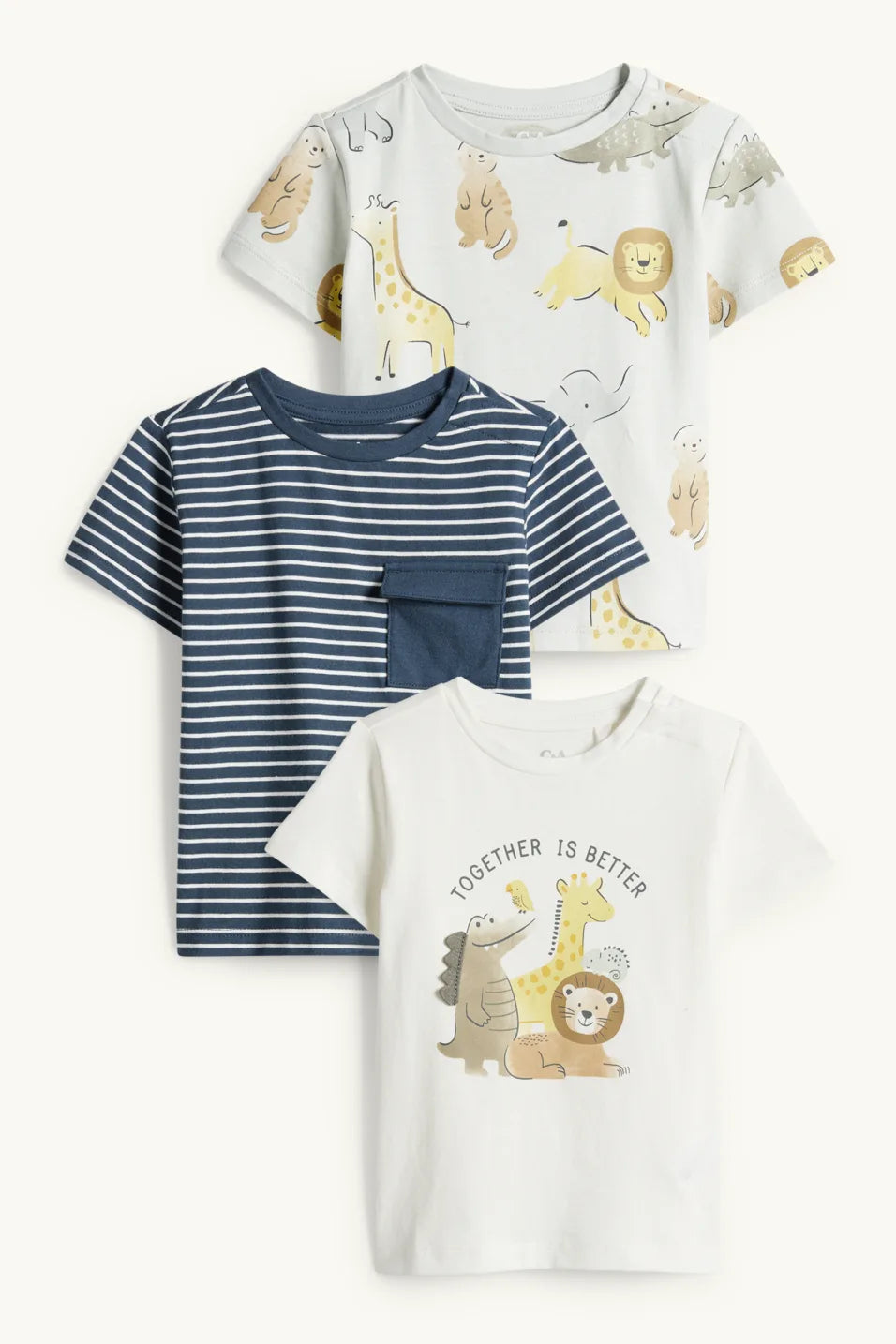 Multipack of 3- Wild Animals - Short Sleeve T-Shirts