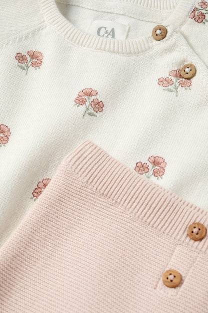 Flower - Knit baby outfit