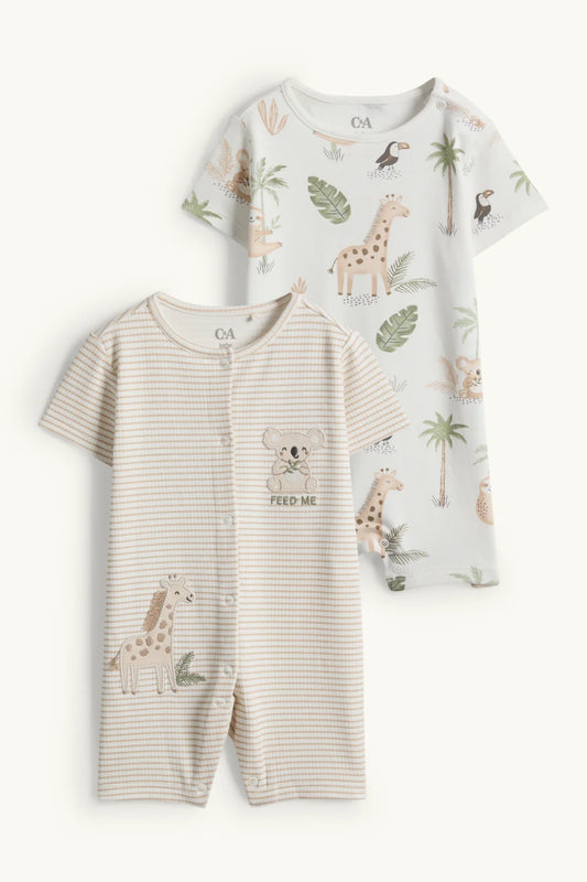 Multipack of 2 - Koala and Giraffe - baby jumpsuits