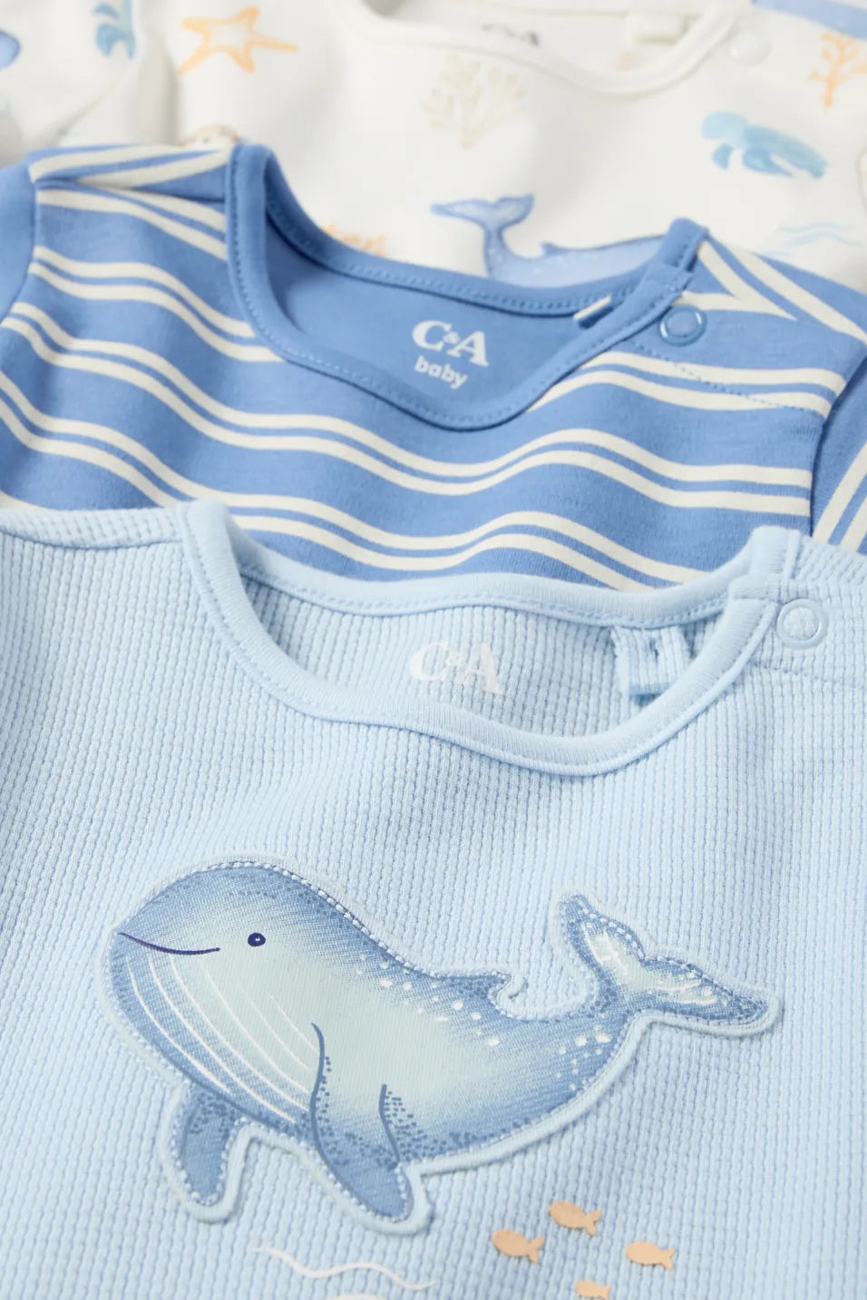 Multipack of 3 -Sea and Whale- Baby rompers