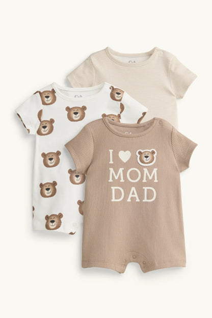 Multipack of 3 - Bear - Baby rompers